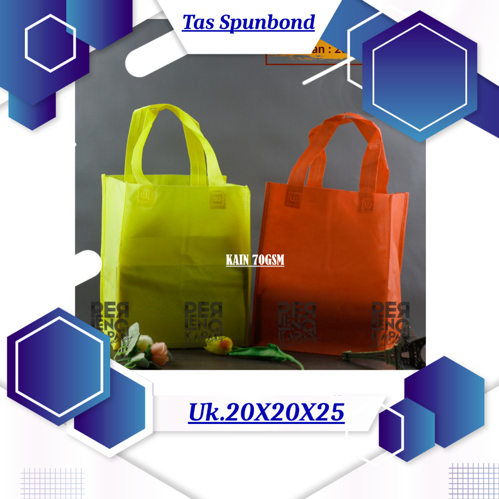 Tas Box Spunbond Goodie Bag Standing Handle Jahit Kuat Ukuran 20x20x25 Souvenir Promosi Murah