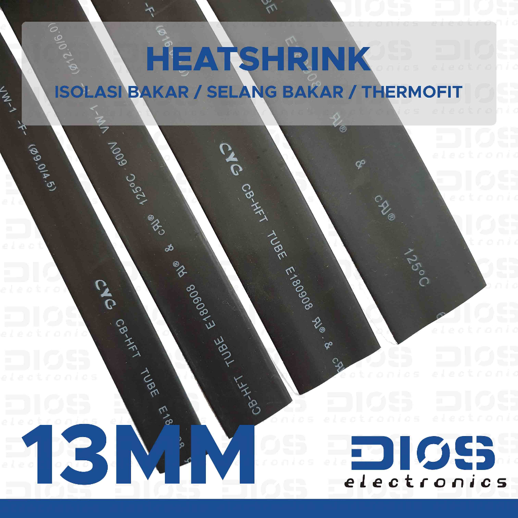 Heatshrink / Isolasi Bakar / Selang Bakar / Thermofit 13 mm eceran per meter