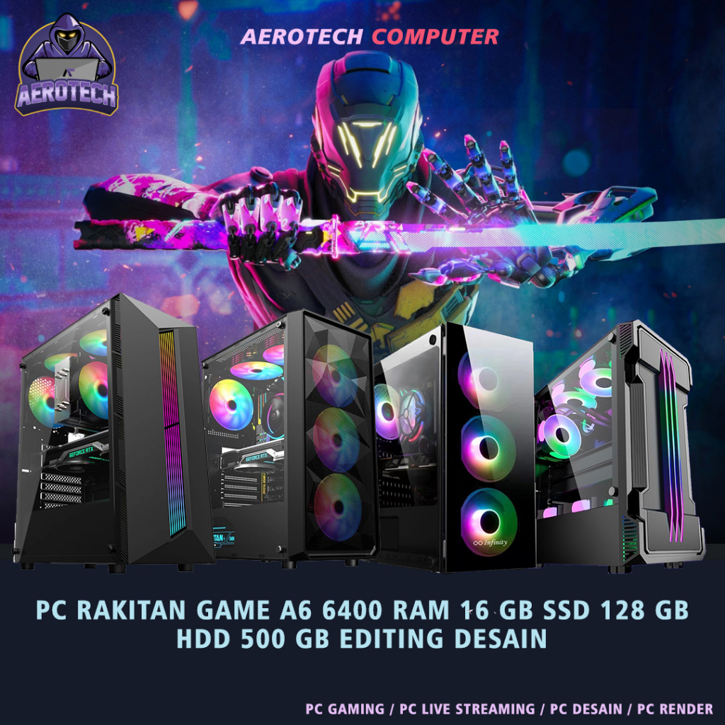 PC RAKITAN AMD A6 6400 RAM 16 GB SSD 120 GB HDD 500 GB UNTUK GAME EDITING DESAIN SIAP PAKAI TERMURAH