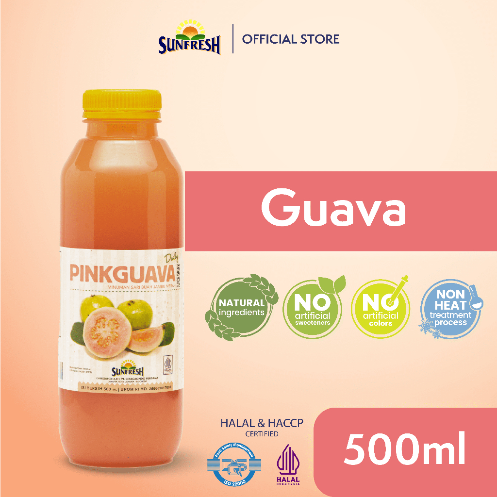 

Sunfresh Daily Pink Guava Juice 500 ml Mengandung Vitamin C & A - Jus Buah Jambu Merah Asli