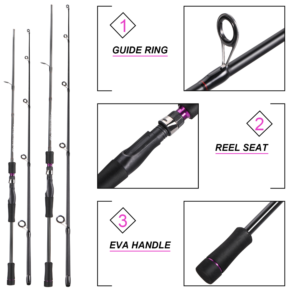 Joran Pancing Set 1.8m 2.1m 2 Sections Fishing Rod with Fishing Reel 1000-4000 Series 5.2:1 High Speed Carbon Fiber Free Line Lure Max Drag 10kg