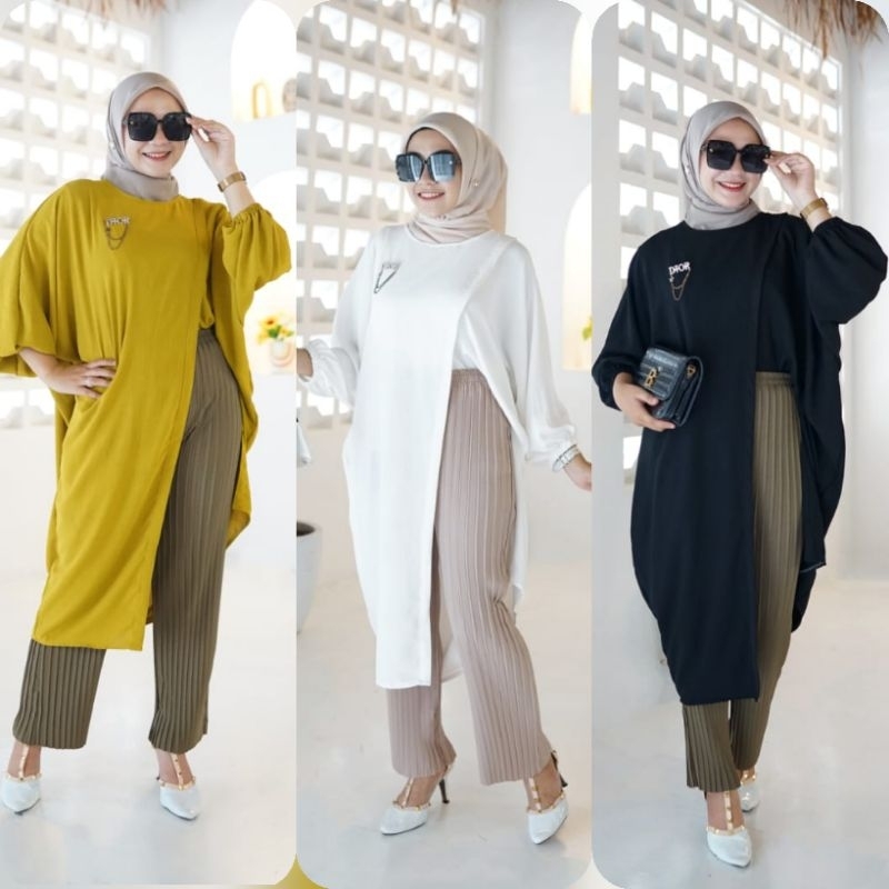 Kaftan tunik+celana plisket/kaftan tunik