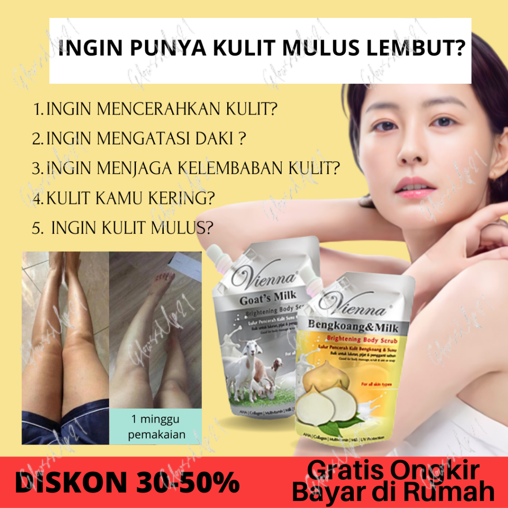 VIENNA BRIGHTENING BODY SCRUB 250 SACHET- LULUR VIENNA REFFIL 250GR - GOAT MILK