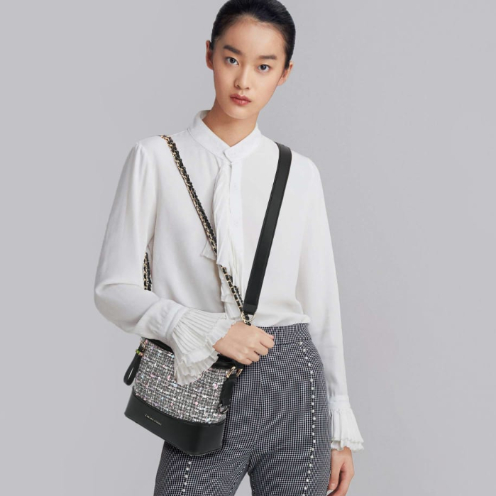 KIMURA CARNU - SlingBag Tali Rantai Gold & Rantai Black Silver/Tas Rajut Wanita #6119