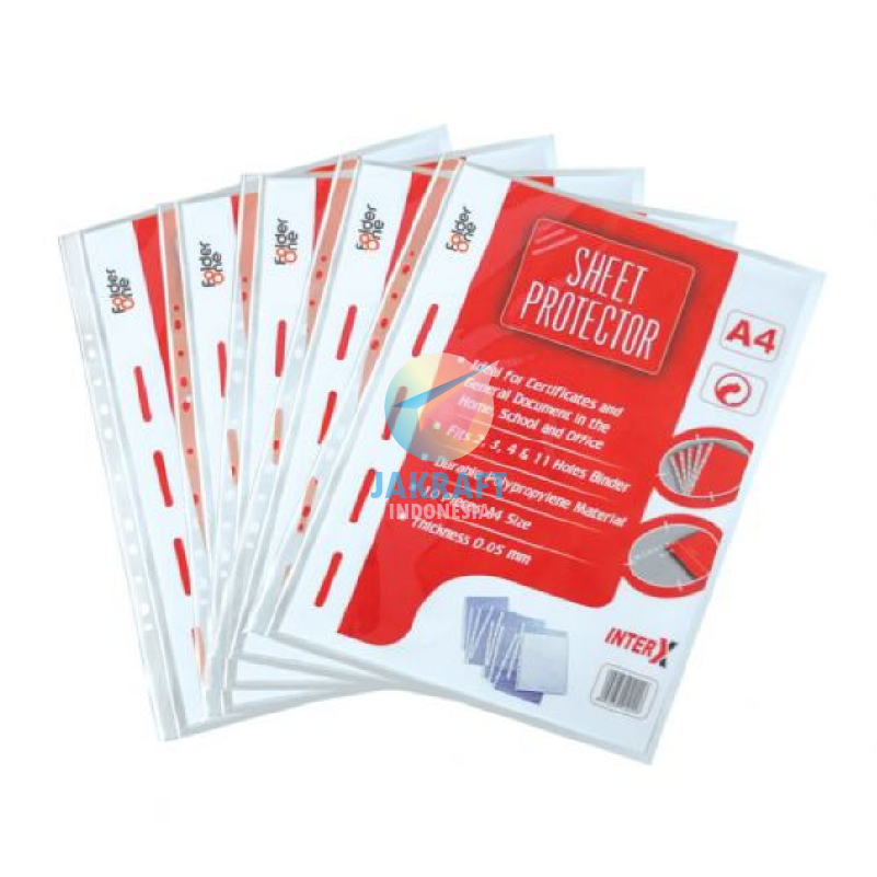 

(10 Pcs) Sheet Protector INTERX A4 0.05 mm PP Pocket Kantong Document Ordner Binder Bantex