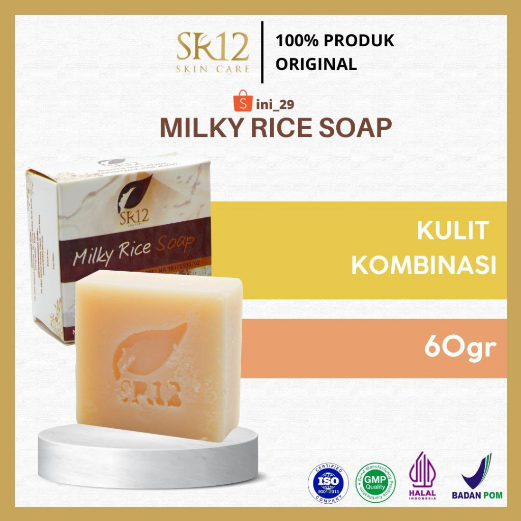 MILKY RICE SOAP SR12 - SABUN MUKA PENCERAH WAJAH KULIT KOMBINASI