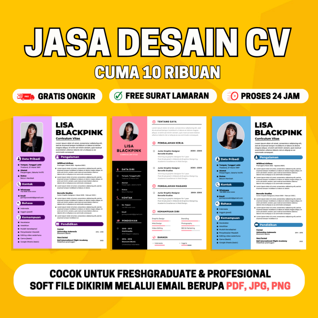 Jasa Desain Pembuatan CV dan Surat Lamaran Kerja Murah | Desain Daftar Riwayat Hidup | Jasa Desain C