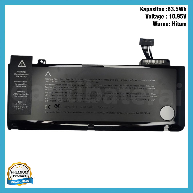 Baterai Mac Pro 13inc A1322 /A1278 Tahun 2010-2012