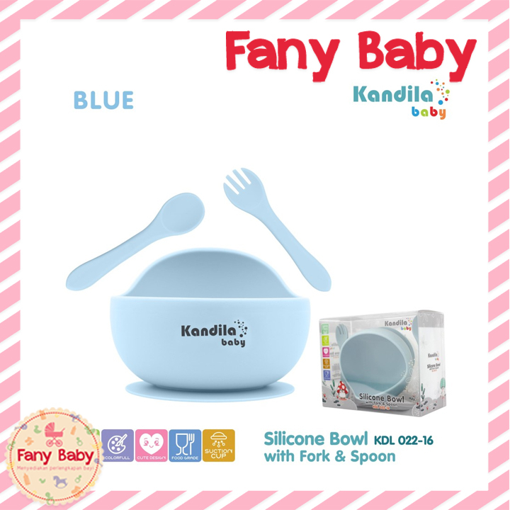 KANDILA BABY SILICONE BOWL WITH SPOON AND FORK SET / KDL 022-16