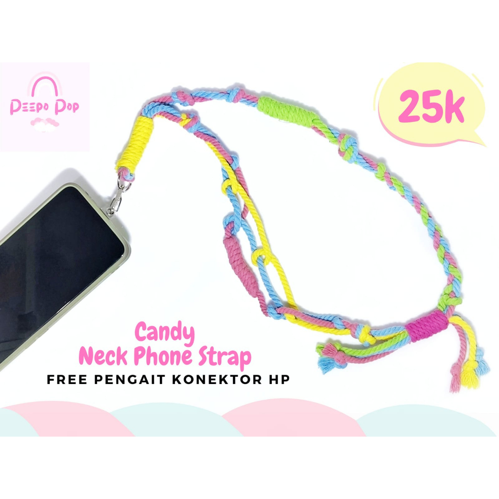 Tali HP Lanyard Gantungan Strap Phone Leher Neck Strap Phone Holder Gratis Pengait Konektor Handphon