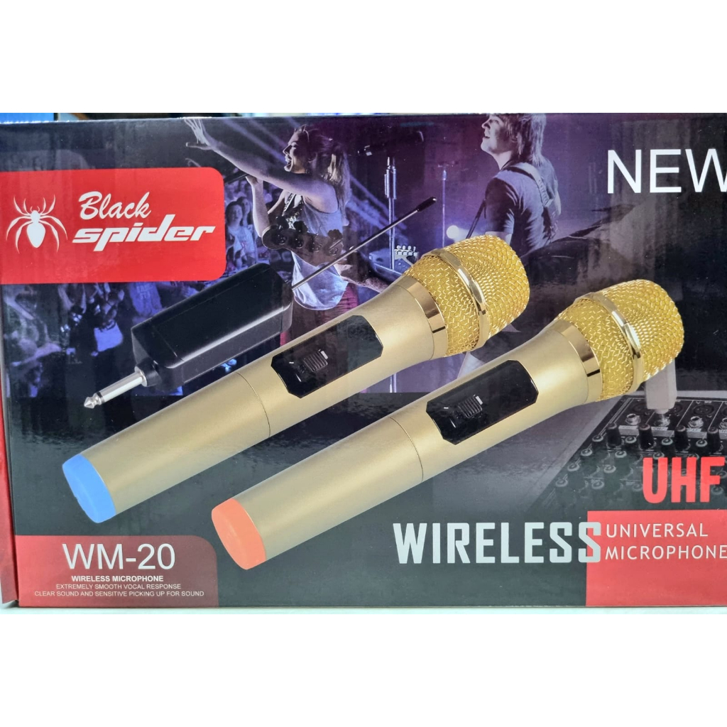 Mic wireless black spider wm 20 / wm20 original 2mic genggam