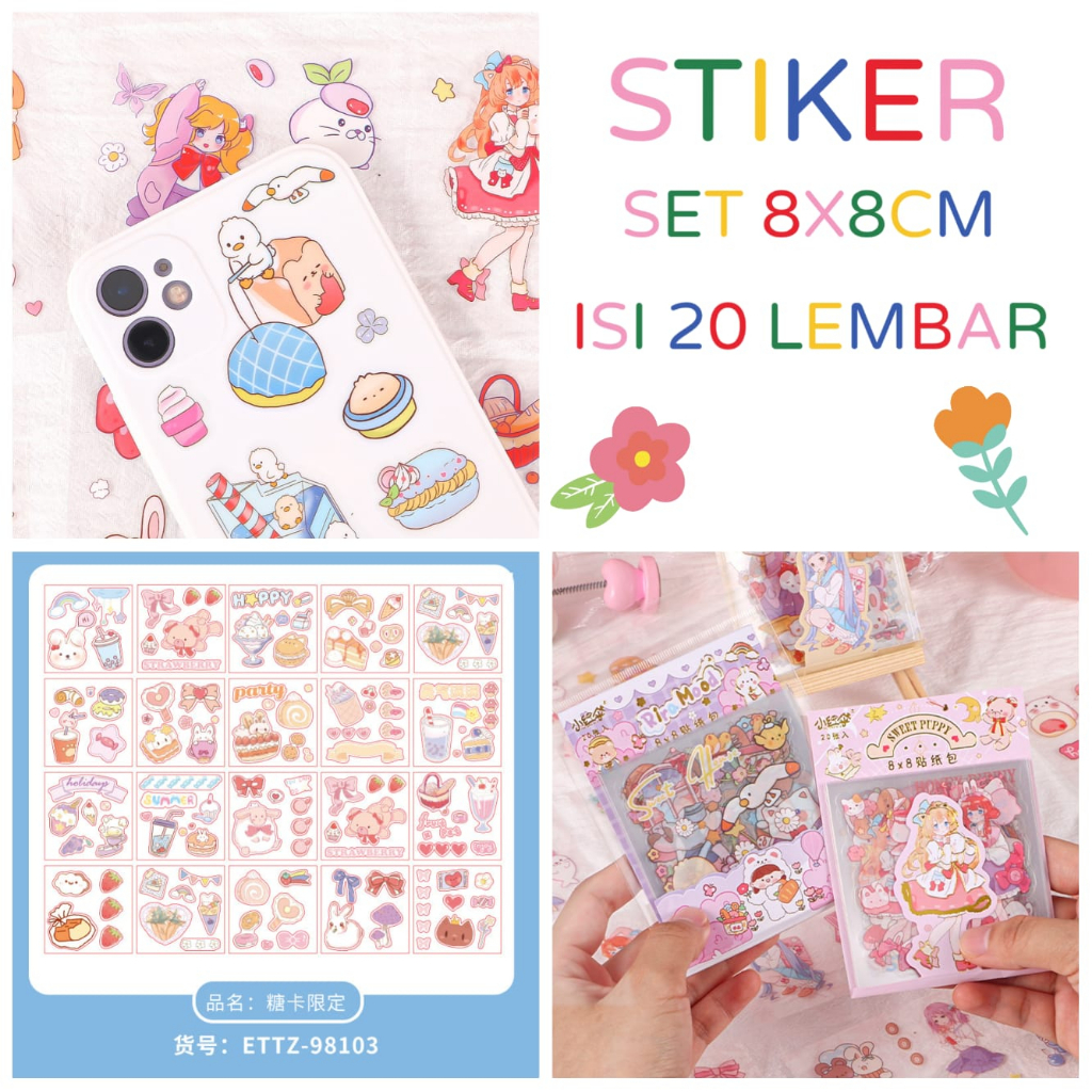 stiker anak lucu motif kartun 1 SET MINI BOX / stiker lucu tempel buku