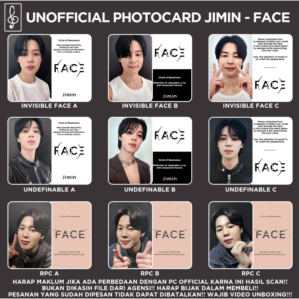 [REPLIKA BTS] FACE JIMIN PHOTOCARD UNOFFICIAL