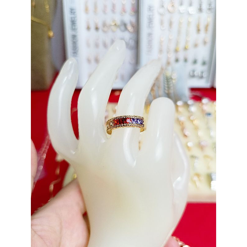 Cincin mewah premium rainbow stone