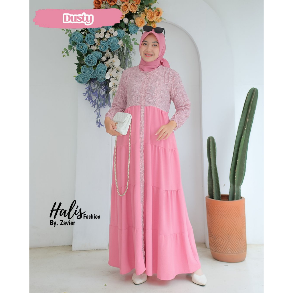 Zavier Dress/ Dress Original Halis Fashion/ Gamis Busui Motif Kombinasi