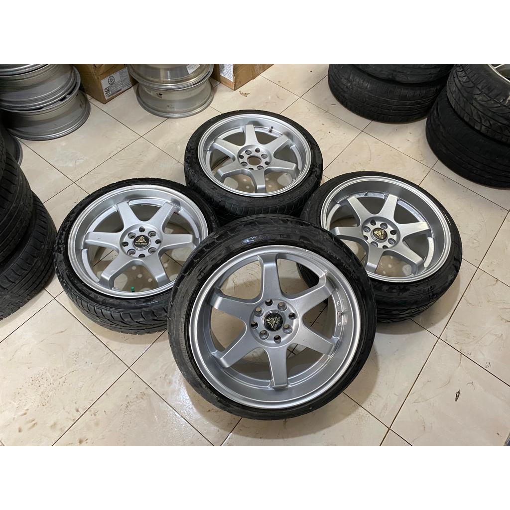 VELG BEKAS RING 17 TE LEBAR 75 H8X100-114,3 BONUS BAN 205 40 R17 ACHILLES BISA DIBRIO, AVANZA, YARIS