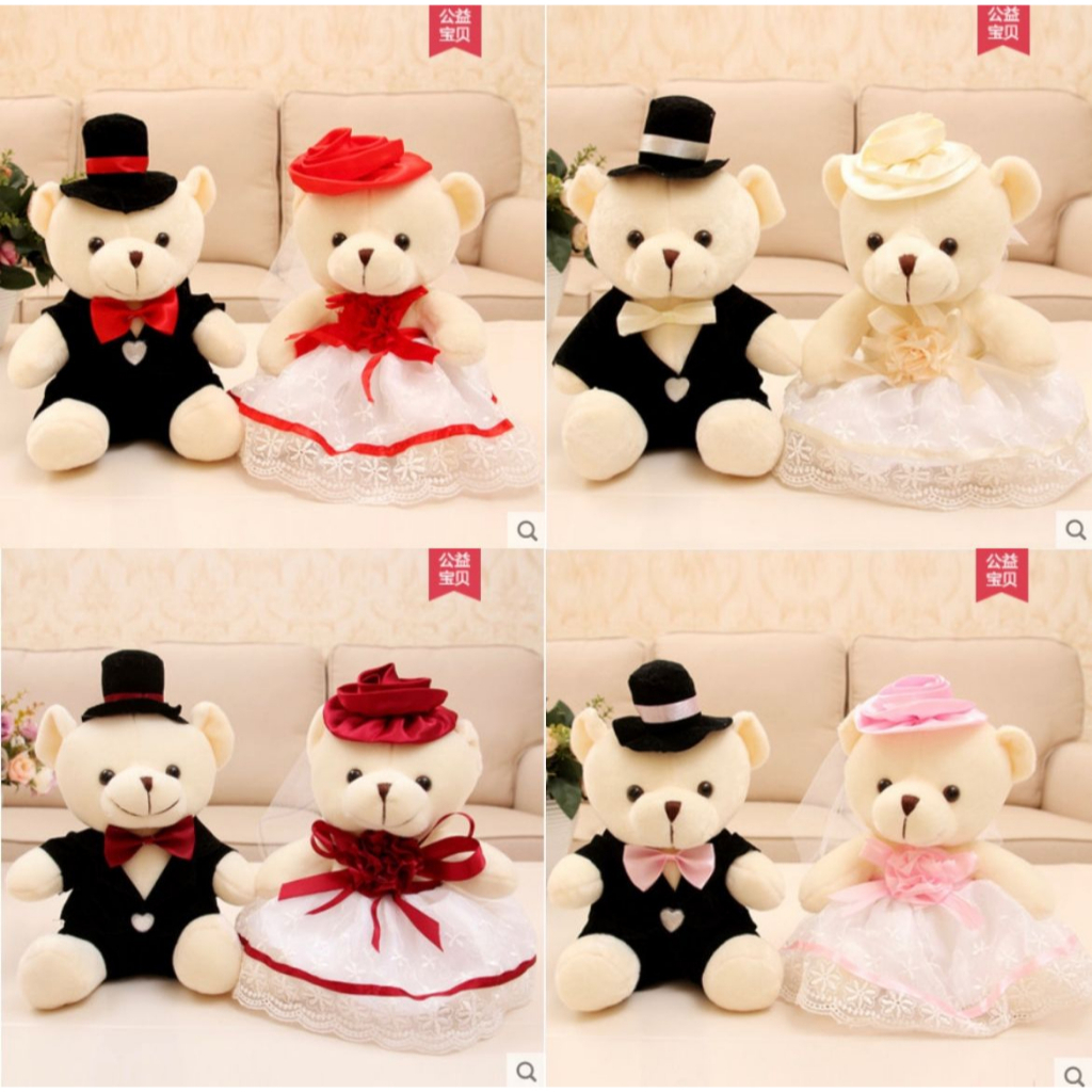 BONEKA TEDDY BEAR BERUANG WEDDING DOLL GAUN NIKAH IMPOR