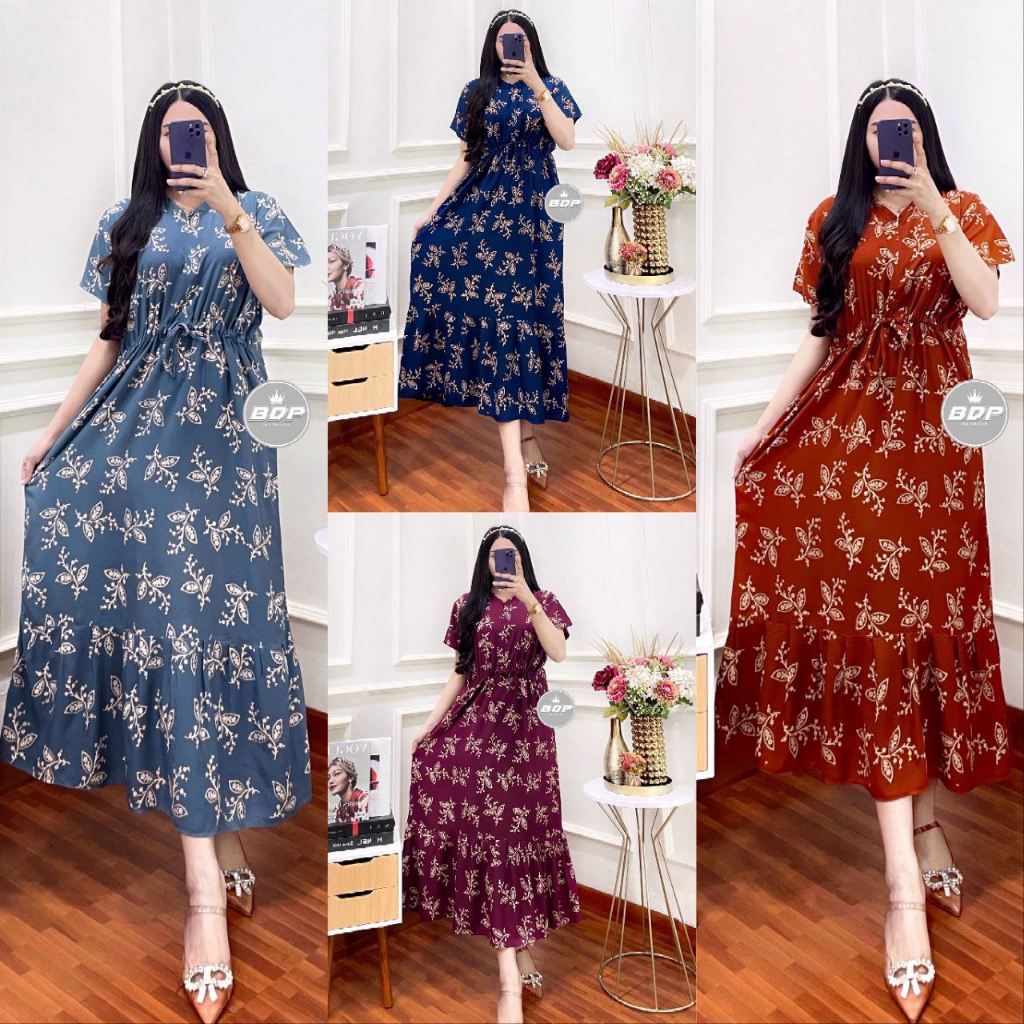 Pasarturi - Daster wanita Panjang Rayon Grade A Busui Resleting Depan | Daster chibi Terbaru | Daster kekinian | Daster Viral 03