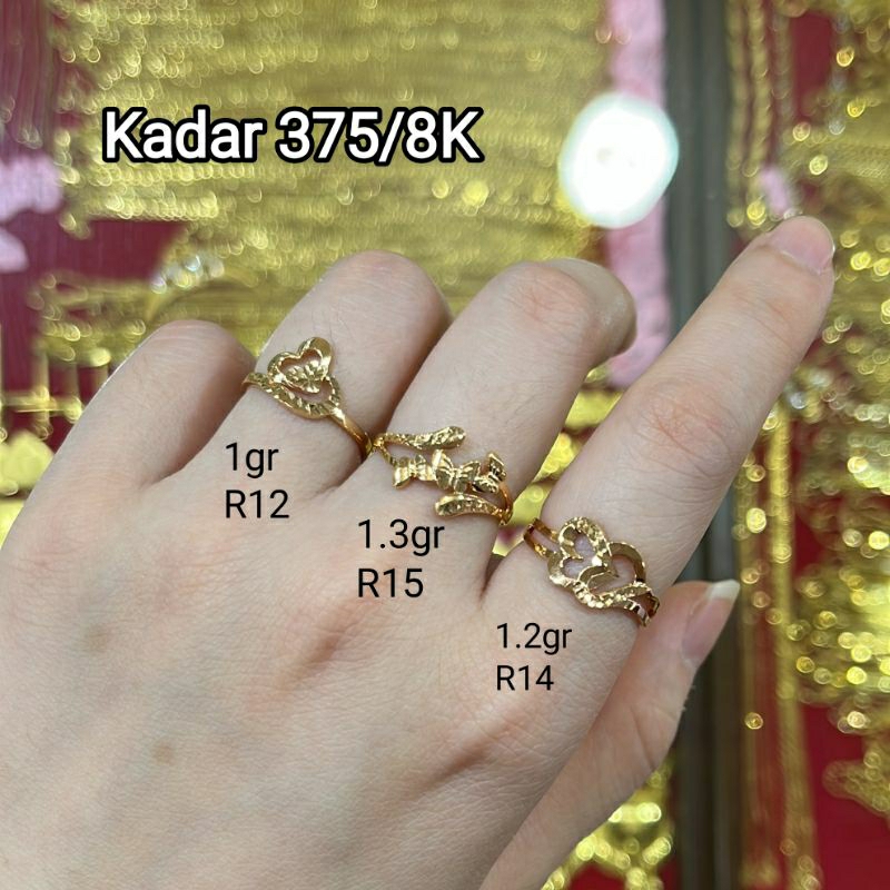 Cincin Ukir Love Emas Kadar 375/8K Emas Asli Emas Muda