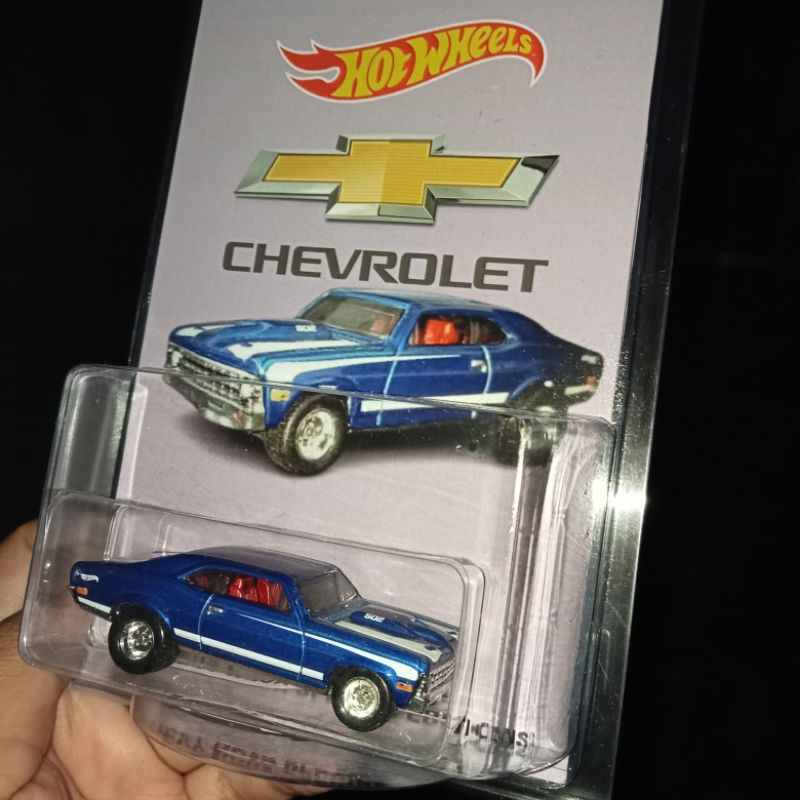 Custom Card 68 Chevy Nova Blue Metalic  Free Protector Rubber Tires Hw Hot Wheels Hotwheels Bday Gif