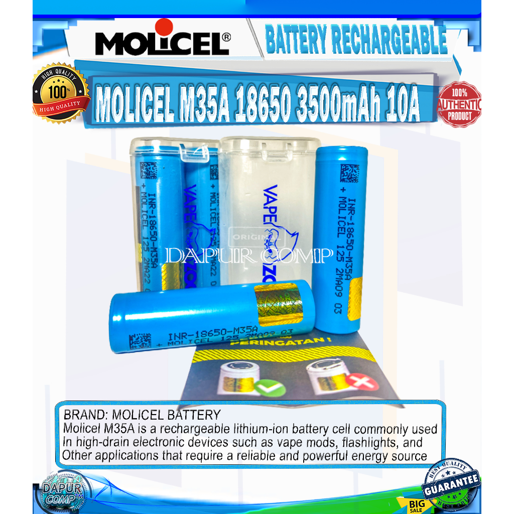 MOLICEL M35A 18650 3500mAh 10A ORIGINAL BY V ZOO x MOLICEL