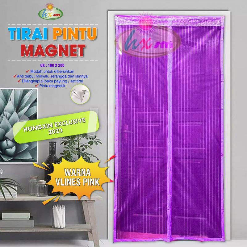 TIRAI PINTU MAGNET - HX - VLINES MINIMALIS- UNGU- 90X210CM