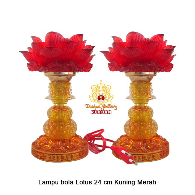 Lampu altar sembahyang LED Bola Lotus 24 cm Kuning Merah