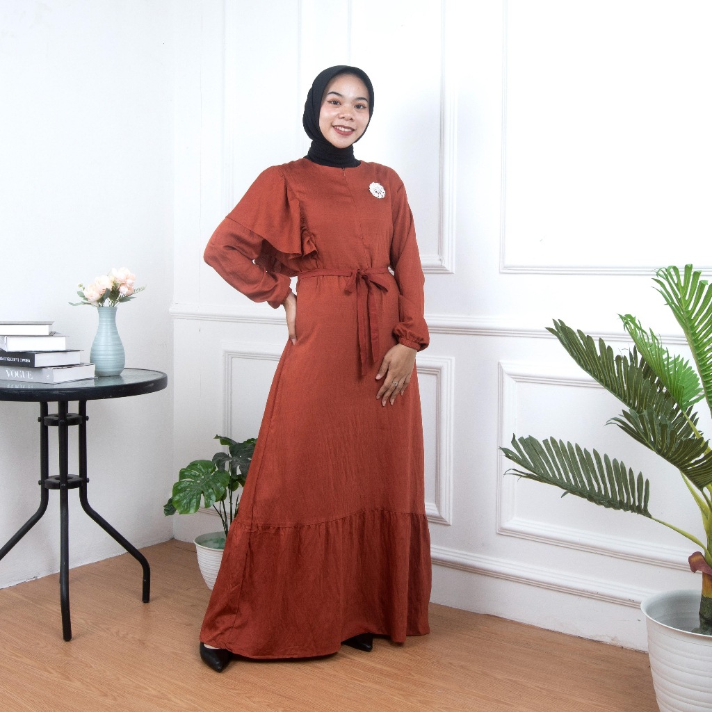 Dress Maxi Layla Fashion Muslim Terbaru Polo Linen