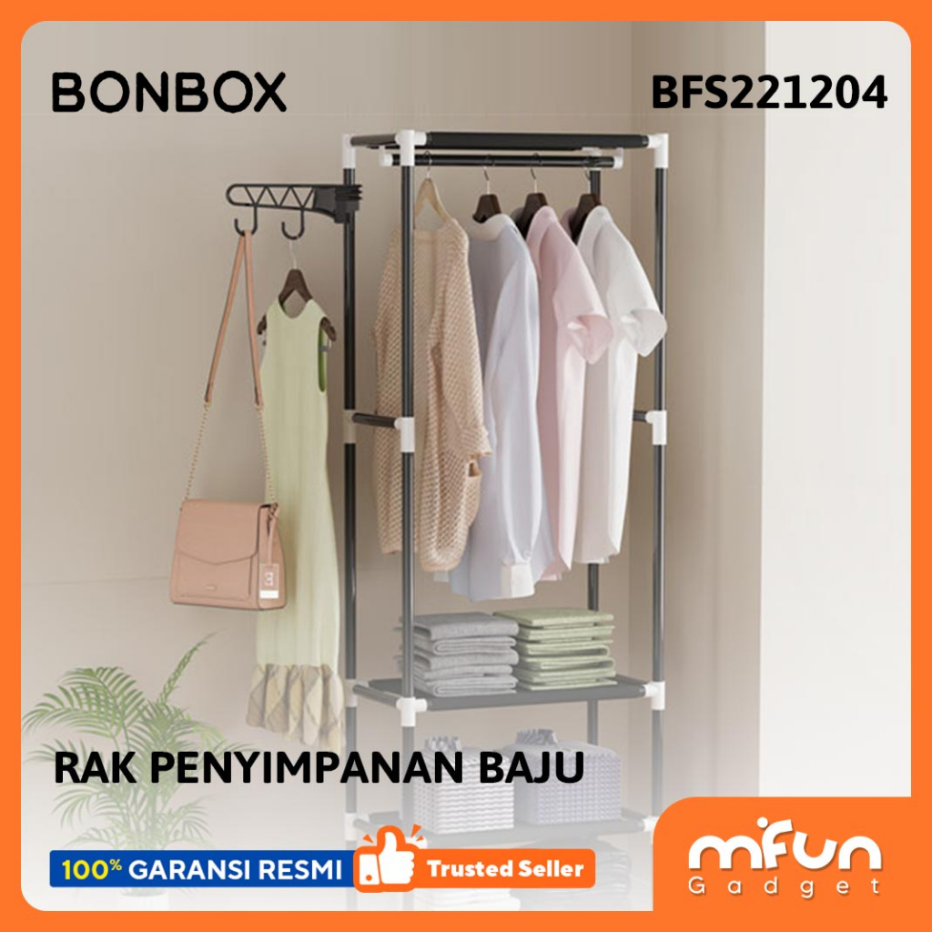 BONBOX Rak Gantung Baju 4 in 1 Multifungsi Serbaguna 4 Roda BFS221204