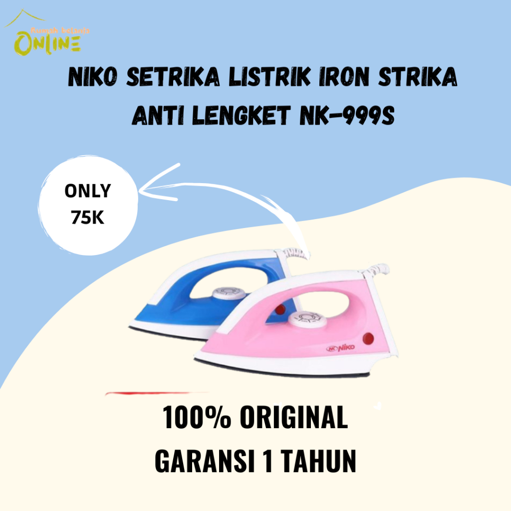 Niko Setrika Listrik Iron Strika Anti Lengket NK-999S NEW PRODUK!!!