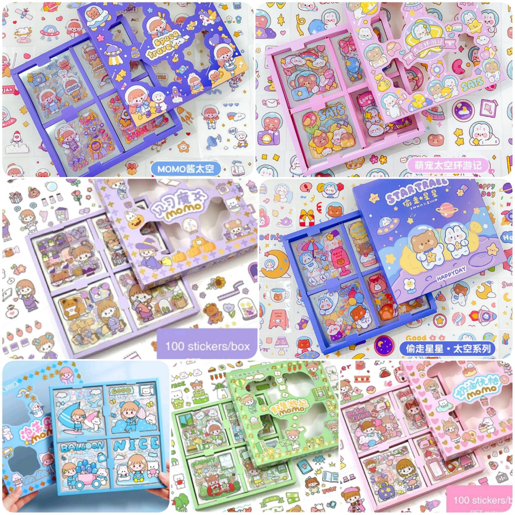 

100 Lembar Sticker MOMO Motif Korea Lucu Anti Air