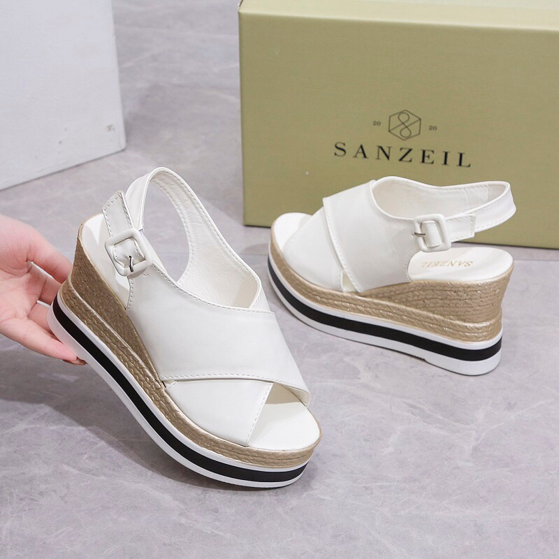 SG0020 syafniegalery Sanzeil Wegi Original Brand wedges import sandals hak tali belakang