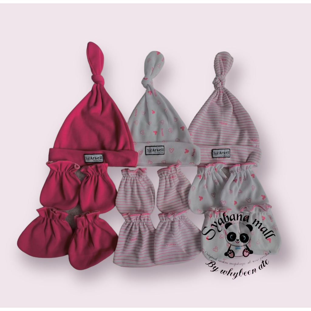 PERLENGKAPAN BAYI - 3 SET topi dan sartaki bayi premium super tebal dan lembut