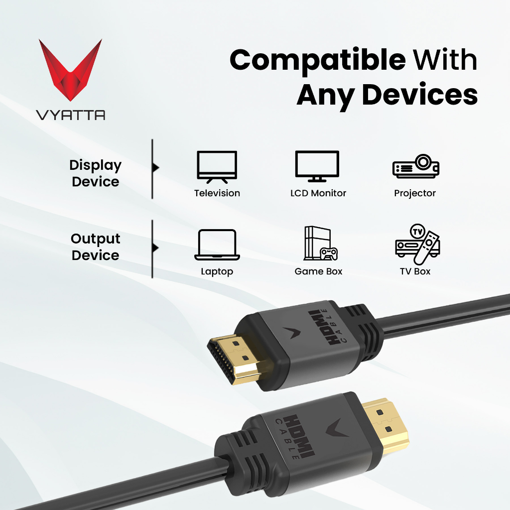 VYATTA KABEL HDMI CABLE 2.0 MALE TO MALE 4K PC LCD PROJECTOR PLAYSTATION NINTENDO
