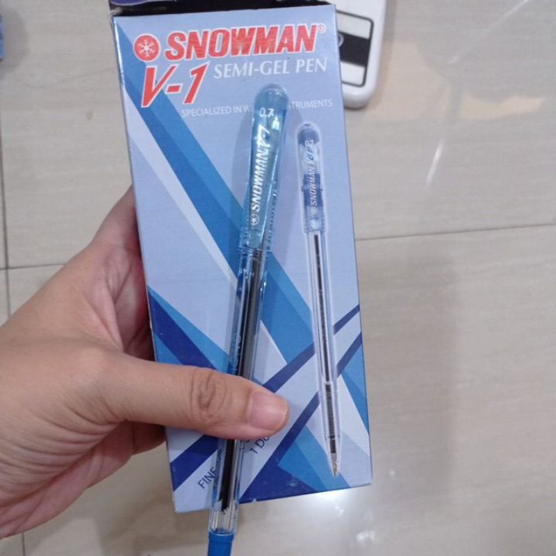 

Bolpen Snowman V-1 semi gel pen BIRU