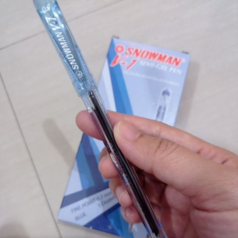 

Bolpen Snowman V-1 semi gel pen BIRU ecer