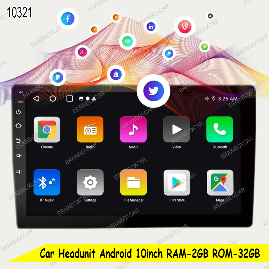 Head Unit Mobil Android 10 Inch 2GB + 32GB Full Screen Headunit Double Din Tape Mobil TV Android IPS