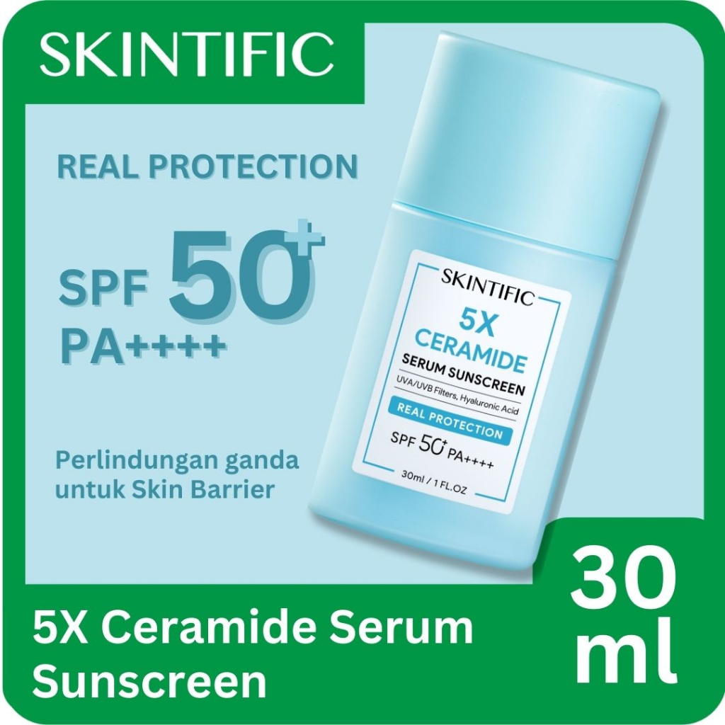 SKINTIFIC Sunscreen 5X Ceramide Serum Sunscreen Stick SPF50 PA++++ Skincare Sunblock 30ml Untuk Semu