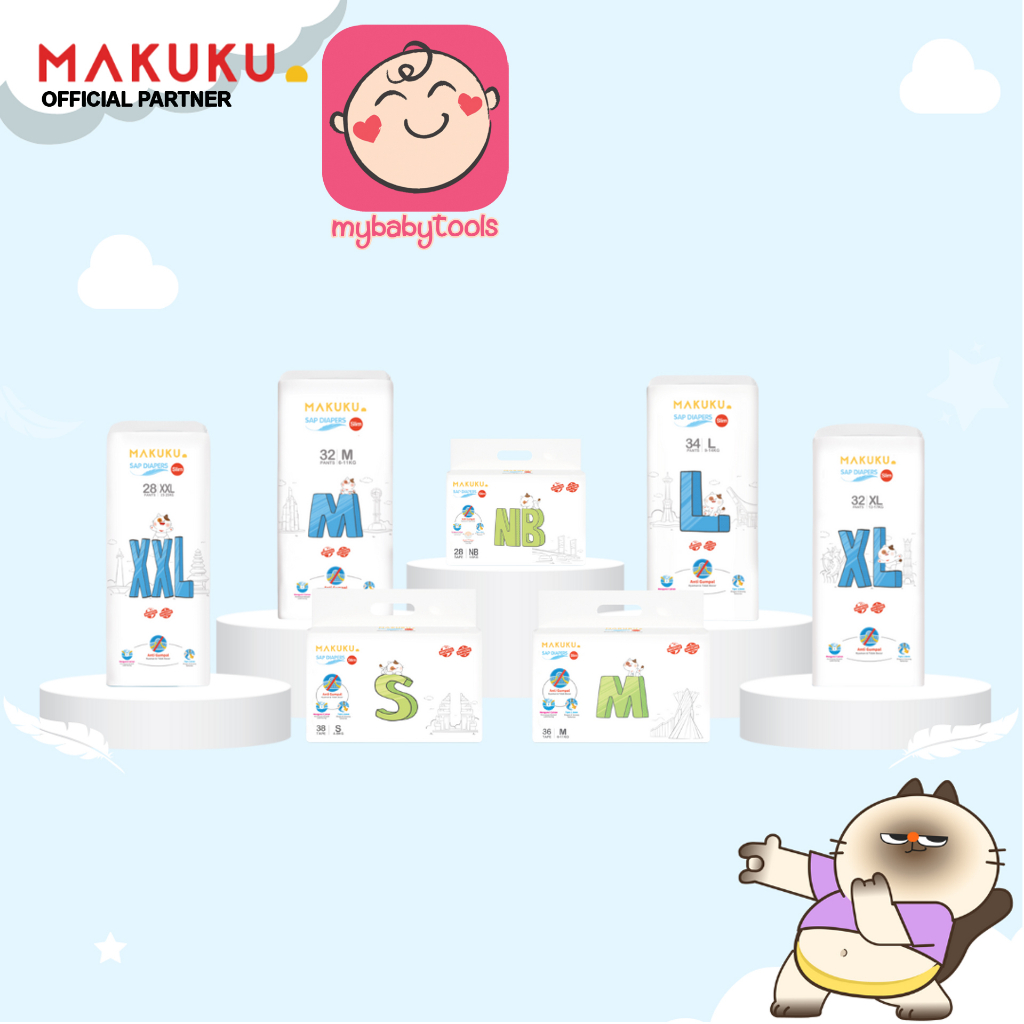 MAKUKU SAP DIAPERS SLIM TAPE NB28 S38 PANTS M32 L34 XL32 XXL28