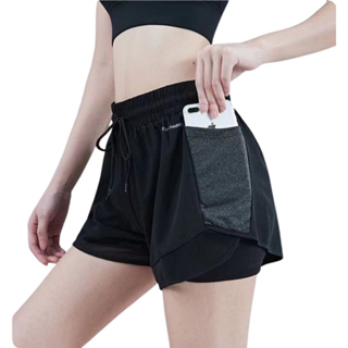 Celana Sport Hotpant Kantong Dua Layer Olahraga Senam Gym Fitness Wanita Premium 577