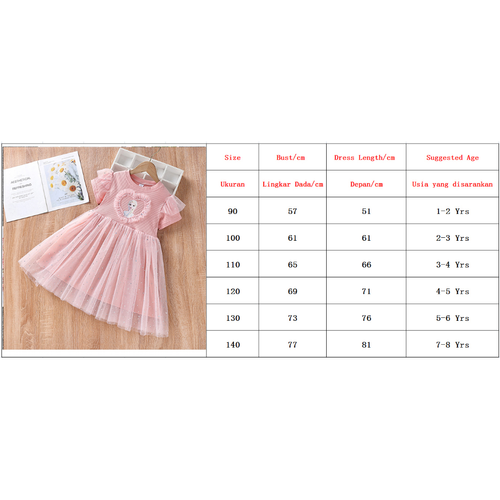 Gadis Putri Beku Elsa Pink Berkedip Renda Gaun Ruffle Lengan untuk Anak Perempuan 2-10 Tahun