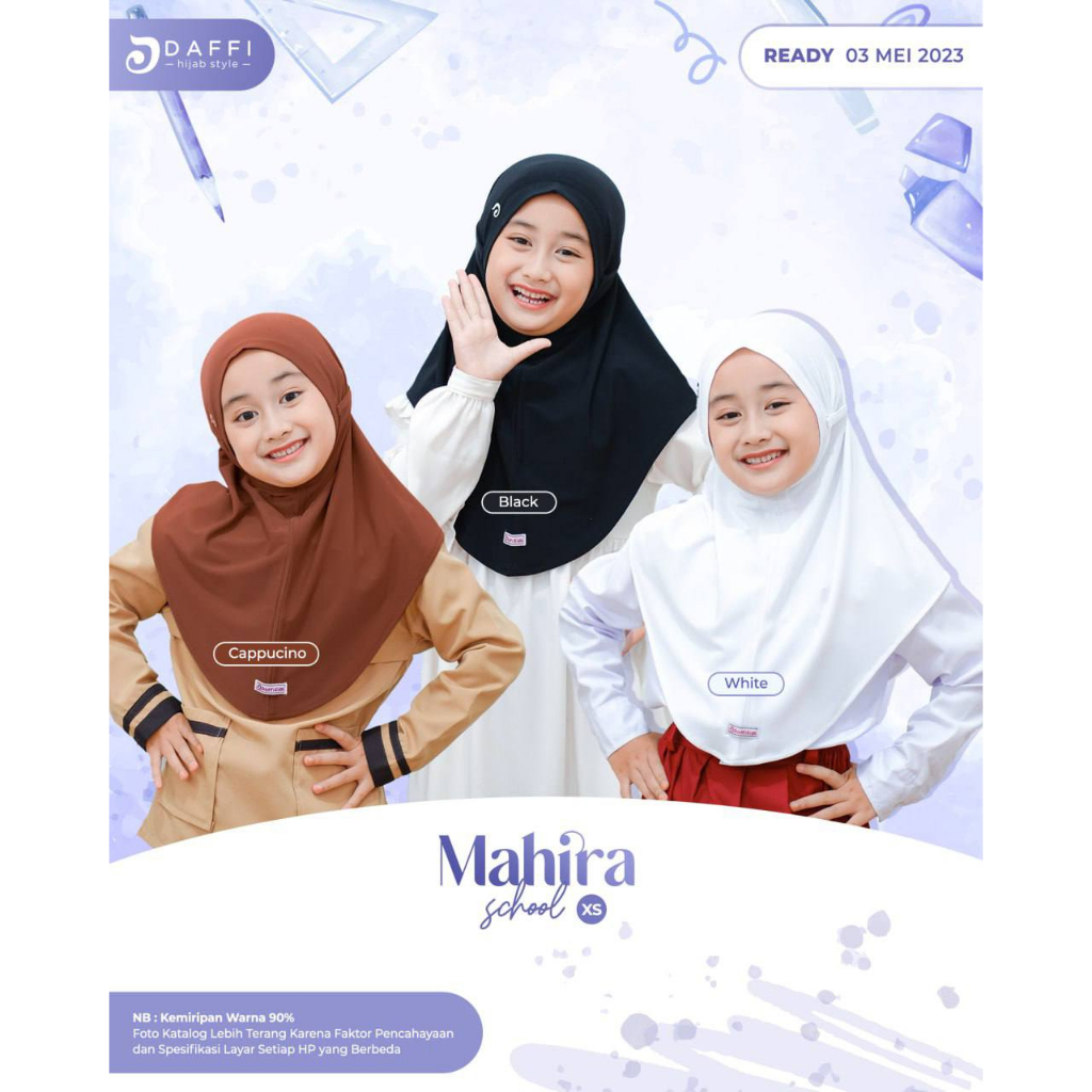 Jilbab Hijab Kerudung Anak Sekolah SD Daffi Terbaru Mahira School Size S Arrafi Terbaru