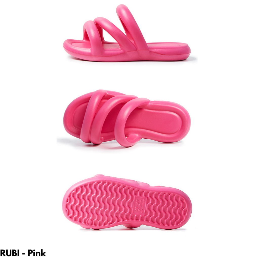 FINDME 36-41 RUBI SANDAL STRAP WANITA NYAMAN RINGAN ANTI SLIP IMPORT RUBBER SENDAL WEDGES