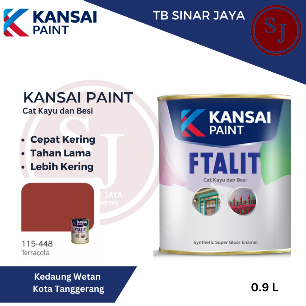 Cat Kayu Dan Besi Kansai Paint FTALIT Warna Glos 1KG 448 Trracota