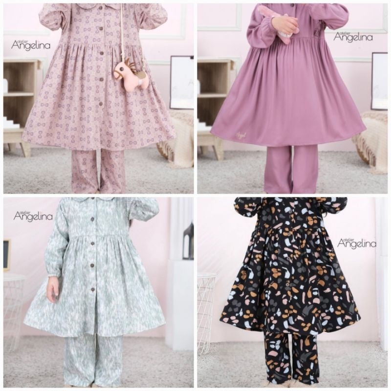 Baju Anak cewek Little Angel 6 (4-6th) Water Flo Sage Green, Terrazo Flow Gitd, Maya in Love Dusty p