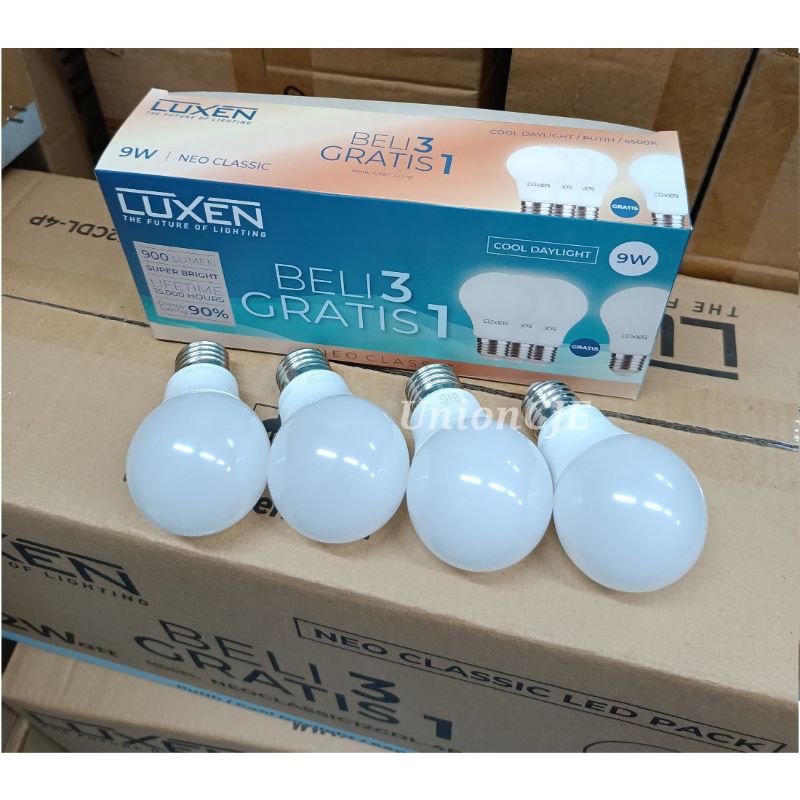 Lampu LUXEN LEDpack 9W 3 gratis 1 NEO CLASSIC