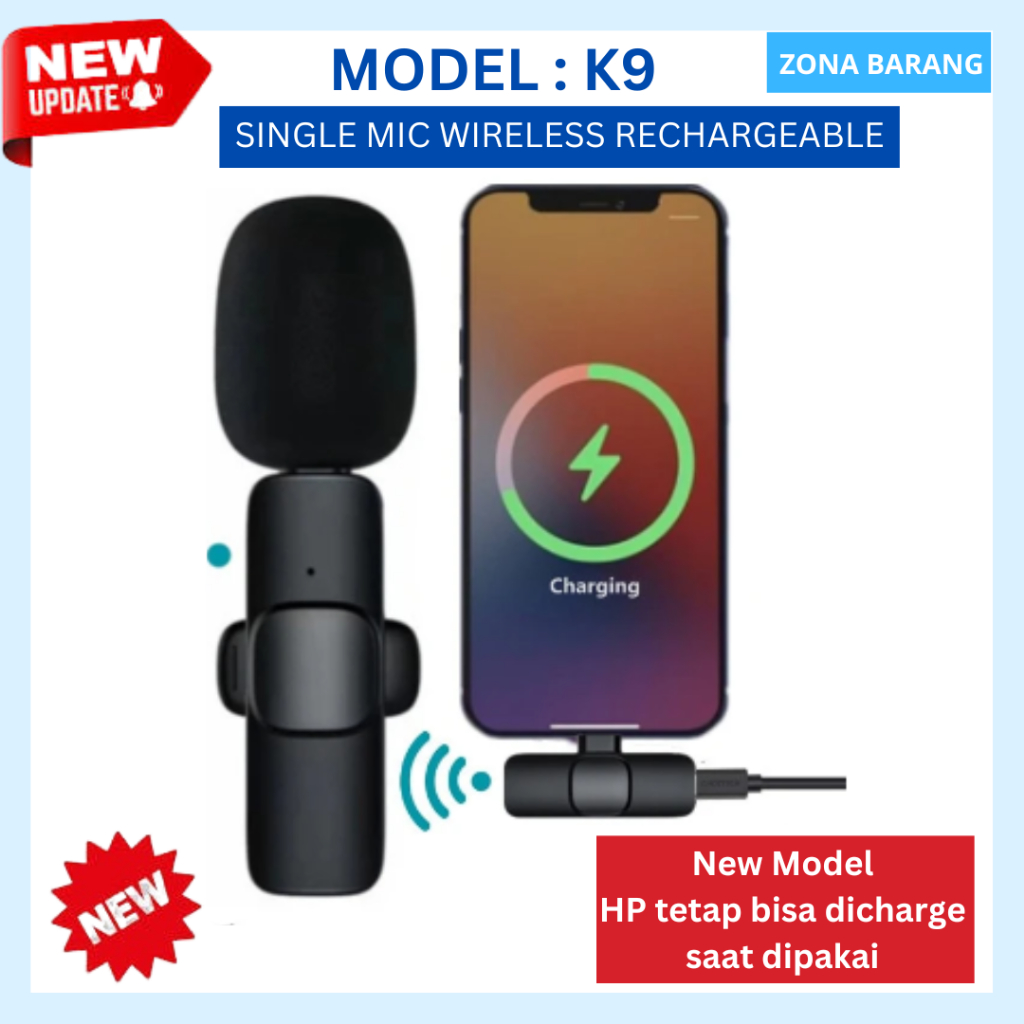 Lavalier Wireless Mic Dual 2 in 1 Clip On Microphone Mini Portable Untuk Live Vlog