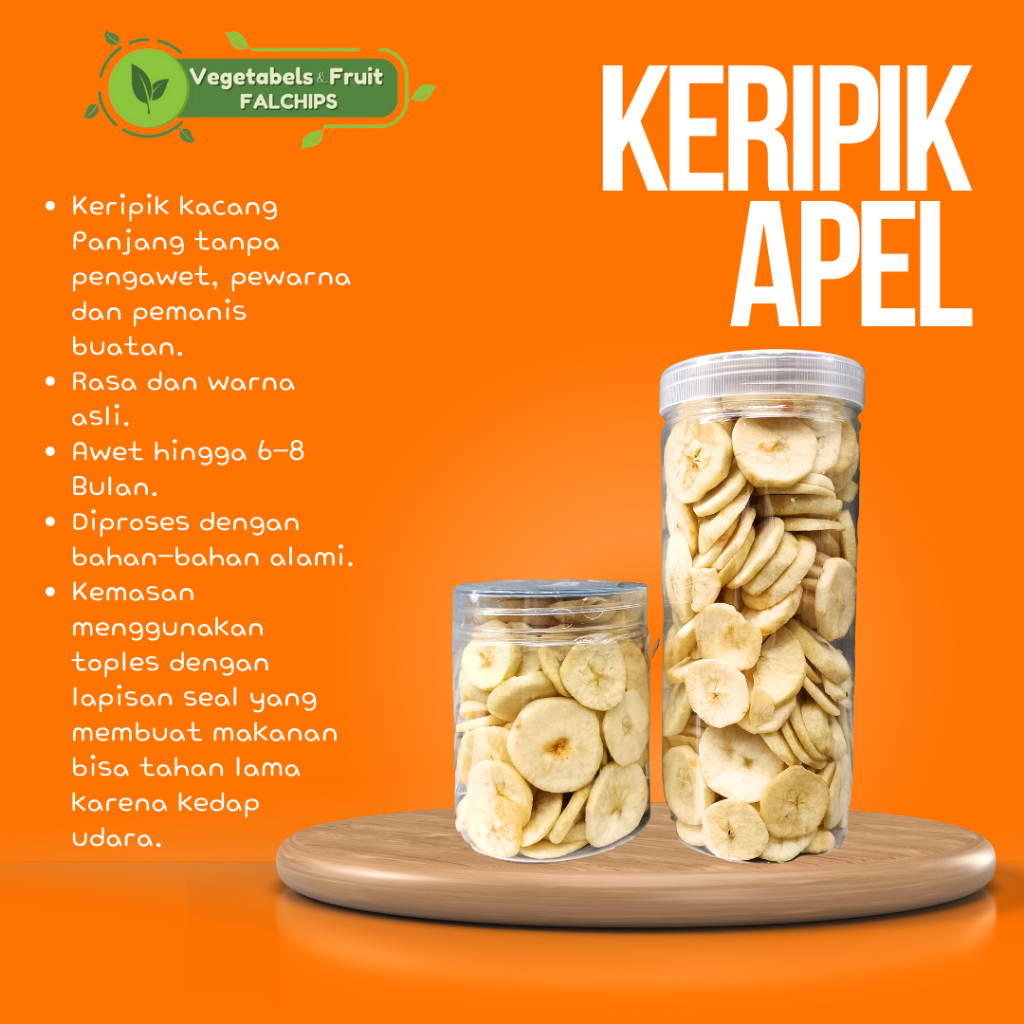 

PRODUK TERLARIS Keripik Apel Premium HALAL Healthy Snacks Renyah Segar Kriuk Crispy