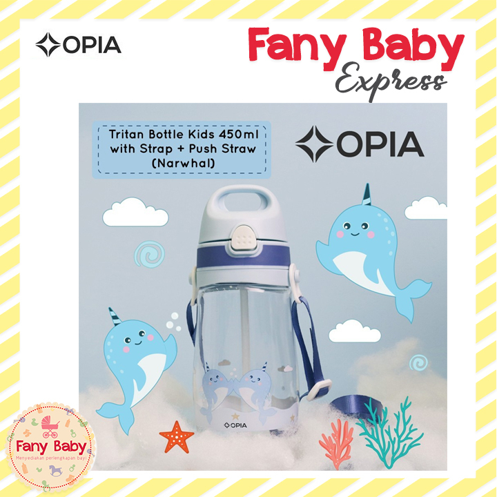 OPIA TRITAN PUSH STRAW STRAP BOTTLE 450ML