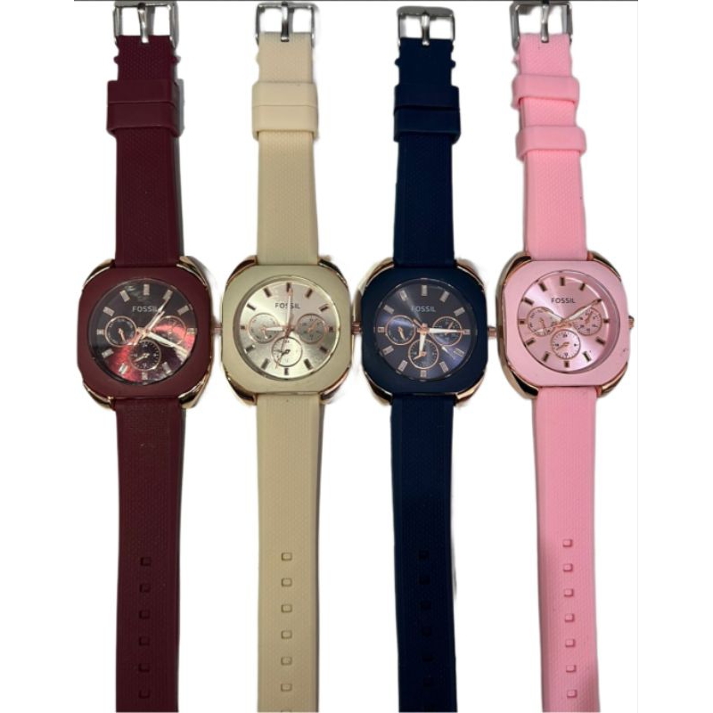 (Cod)Jam Tangan Wanita Fashion Fo22iL Crono3 Varisi Strap Rubber/Karet(Dikirim Jakarta)